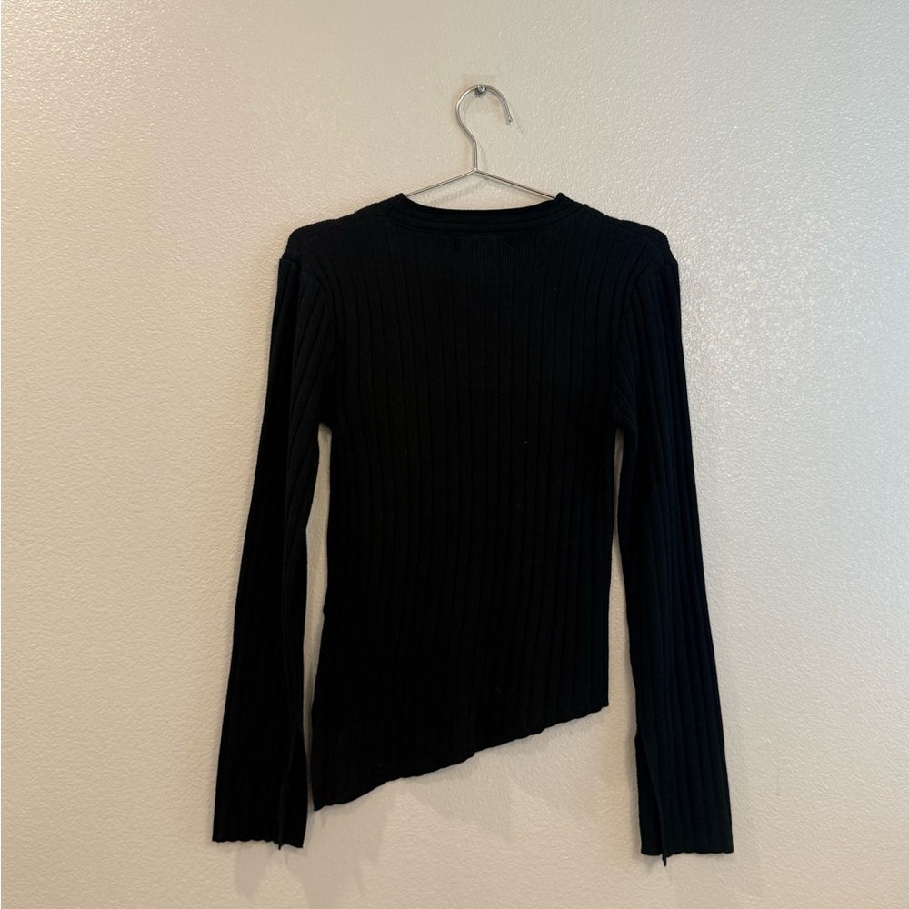 Black Ribbed Long Sleeve Top - Picture 6 of 8